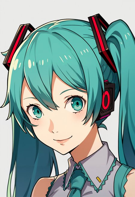 score_9, score_8_up, score_7_up, source_anime, BREAK, solo, 1girl, smile, looking at viewer,  <lora:P5-Portraits-pdxl_Fp:1>, simple background, portrait, hatsune miku,