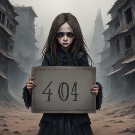 (((Ultra detailed, Megapixel)))
1girl, (((holding out a sign with a text "4O4"))), by charlie bowater and dan mumford and trevor Brown, hands, terror, gloomy, dark, blank face, no face, wasteland background, no mouth, no eyes, long hair