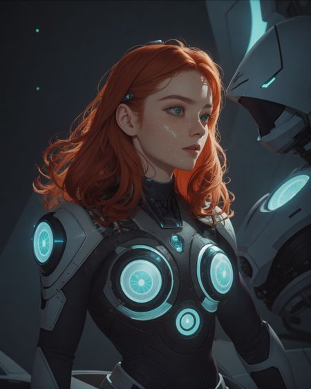 (Marsaili_v1), (style of Greg Rutkowski), a woman astronaut exploring a lush alien planet, surrounded by bioluminescent flora and floating rivers, wearing an adaptive astronaut suit with iridescent panels that shift to match the environment's vibrant hues, intricate patterns resembling alien foliage, a sleek helmet with a transparent visor displaying a heads-up display, gloves with flexible multi-functional tools, boots designed for navigating diverse terrains, accessorized with a utility harness glowing softly with integrated energy cells, vivid greens blues and purples dominating the scene, ambient bioluminescent lighting, ethereal and otherworldly atmosphere,  <lora:30sTechnicolorMovieV2:0.37> (ArsMovieStill, movie still from a 1930s technicolor movie:0.45) <lora:Noise:0.8> NSE01