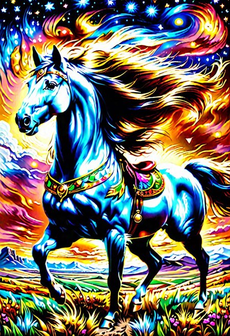 A masterpiece oil painting in the style of Lawrence Alma, depicting a very beautiful Indian woman with feathers in her hair and bright native ornaments, with a spear in her hands, riding a black horse with a long mane, galloping across the plain. The woman's hair and the horse's mane are fluttering in the wind, two beautiful white wolves with rather long hair are running with them, an eagle flies close above them and in line with them, the front view is a very beautiful landscape. And it is magnificent from the plains of America, a very beautiful sunset, bright and mesmerizing colors, untouched nature, a beautiful horizon with a large sunset in the background and several very small clouds against the background of a large orange sunset, 16:9 , without frame, 8k, a masterpiece,
Modifiers:
Nikon D850 is trending on Artstation, clear focus, elegant award-winning photography, complex oil portrait on 8k canvas, masterpiece photorealistic, very attractive, beautiful wallpaper, fantastic view, hyperrealistic, over-detailed, high resolution, clear quality, colorful hdr, very cute professional photo shoot, ultra-realistic, epic symmetry, bright colors, three-dimensional image without frame, academic art, high-octane rendering 16:9, Ultra-wide resolution 16K UHD. HDR perfect body proportions, delicate facial features, animals in motion, a powerful sense of feminine energy, small details in the animal's body, the effect of strong wind and very high speed Lawrence Alma sharp edge