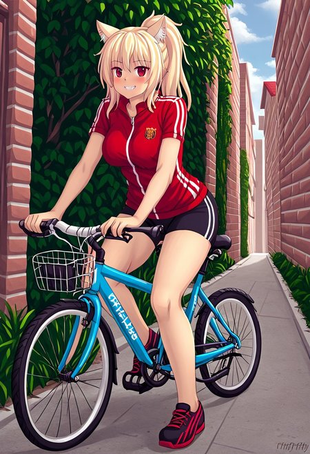 b1k3g1rl, bicycle, riding bicycle, tiffy, neko, cat girl