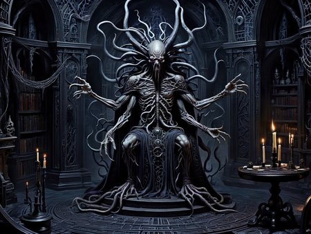 <lora:HorrorAI:.8> CosmicHorrorAI  sorcerer , Highly detailed, horror setting, intricate detailed background