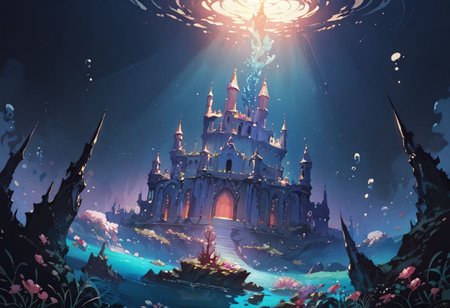 <lora:Kenva:1.0> score_9,score_8_up, score_7_up  knva, halftone effect, epic composition, masterpiece, underwater scenery,  (elegant water dragon  guarding the sunken ruined castle), very aesthetic, dramatic lighting, volumetric lighting, ultra sharp, best quality