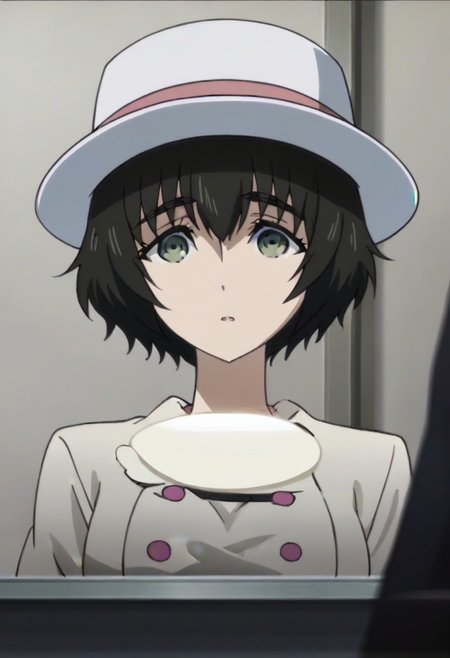 source_anime, official anime artwork, screencap, anime screencap, best quality, <lora:Mayuri_Shiina:1>solo girl, green eyes, thick eyebrows, Mayuri coat, white headwear, ,,,,,,,,,,,,,,,,,anime coloring, anime screencap, 1girl,Solo ,, anime,PUFFY nipple,huge breasts,,,official art, Uncensored ,Unedited ,,,,,,,,,,,,,,