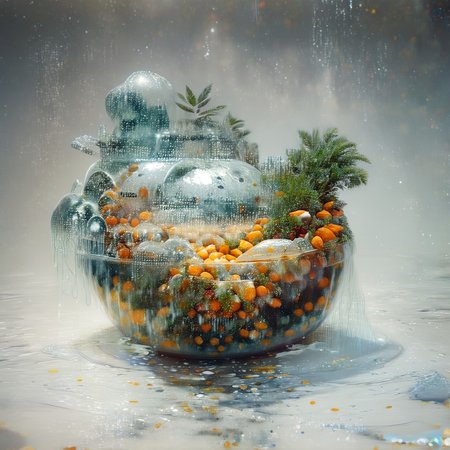 foodphoto, a bowl of fruit made out of slime, fruit in a bowl, fruit made of slime, fruit still life, bowl made of slime, table made of slime,
natural light, no bright spots, 
((translucent slime)), ((transparent slime)), made of water, (bioluminescent slime), sl1m3, slime, slime-morph, ais-blmn, saturated colors, no creatures, no humans, no monsters, no pokemon, scenery only, scenery, ral-lava, watce