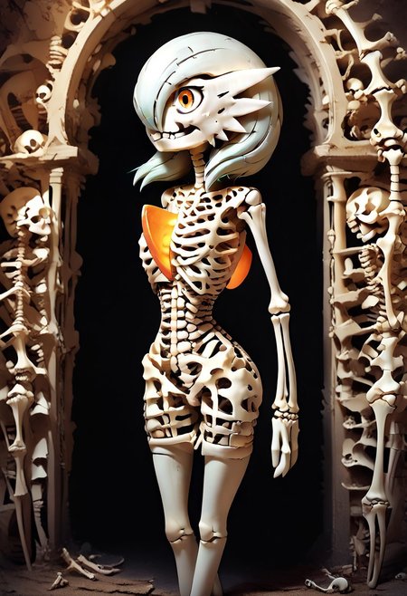 (((gardevoir))), female, anthro, skinless, apparent bones, score_9, score_8_up, score_7_up, anime sytle, 1girl,  solo, Gardevoir, anthro, no hair,  dress, boneswm, <lora:Bones_World_Morph:1.2>,  skeleton appearance, no flesh, no skin, bone dress, transluminescent
