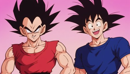 score_9 score_8_up score_7_up, source_anime, disco heaven, spotlight, 2boys, duo, portrait, looking at viewer, 
BREAK 1boy, <lora:vegeta_pony_v1:.5>, vegeta, black hair, spiked hair, black eyes, muscular, short, tank top, smirk,
BREAK 1boy, <lora:Goku_V2:.7>, g0ku, black hair, black eyes, muscular, tall, t-shirt, happy
BREAK