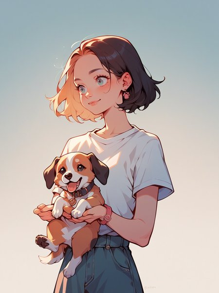 score_9, score_8_up, score_7_up, score_6_up,  <lora:p3tl0v3XLP:0.9> p3tl0v3, 1girl, dog, holding dog