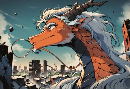 score_9, score_8_up, score_7_up,score_6_up, score_5_up, score_4_up,source_anime,retro artstyle,halftone effect,epic,intricate linework,no humans,dragon,eastern dragon,dragon focus,cityscape,skyscrapers,destruction,fire