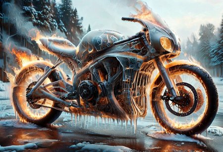 1c3_w1n73r, f1r3, <lora:Varos_-_Fire_Style:0.75> <lora:Varos_-_Ice_Style:0.75> <lora:StS_PonyXL_Detail_Slider_v1.4_iteration_3:0.8> (score_9, score_8_up, score_7_up:1), majestic, (ghost rider with his bike of fire, winter:1.45), elaborate, (ultra realistic:1), (masterpiece, translucent:1.2), best quality, intricate, extremely detailed, ghost rider on highway detailed background, masterpiece, best quality, highly detailed, sharp focus, hyper-detailed, safe_pos