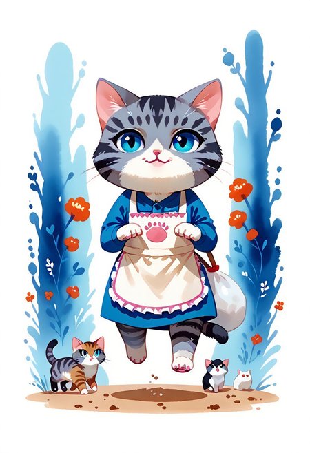score_7_up, score_8_up, score_9, (full body:1.15), cat, animal kitten, chibi animal cat, Kus1cat, Chibi Art Style, furr, 
cute cat, game character, very cute, chef, watercolor style,
(gray striped cat with an apron running with a sack of flour:1.21),
(detailed background:1.23), HQ,
