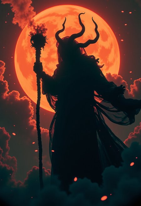nelisty, A dark, ethereal lich spirit floats in a haunting void, its form barely visible, flickering with deep orange and red hues. Its ghostly figure, shadowy and graceful, exudes an eerie, ancient energy. Wisps of darkness swirl around the spirit, shimmering with faint traces of arcane magic. Its texture appears almost spectral, with tendrils of black mist spiraling from its form. The surrounding space feels ominous and otherworldly, as if this spirit has long transcended life. Its hollow gaze pierces through the darkness, cold and distant, exuding a powerful, foreboding presence that sends shivers down the spine. The scene is filled with a sense of mystery and dread, as if this otherworldly being holds secrets from beyond the grave, an embodiment of ancient sorcery and untold power. ethdysty, neon-mist
