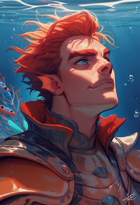 score_9, score_8_up, score_8, score_7_up, score_7, score_6_up, score_6, score_5_up, Score_5,  fish, koi fish, fish monster:1.3), (realistic fish, fish), bulging eyes, fish eyes, fish mouth, fins, Atlantean armor, vox machine style, 1boy, male focus, solo, portrait, underwater background, under water shimmering light, fantasy, (dynamic lighting:1.1)
((masterpiece))