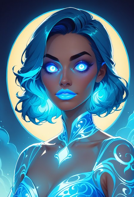 (score_9_up, score_8_up), score_7_up, upper body portrait, 1girl, glowing neon dress, glowing neon lipstick, glowing neon eye shadow, rating_safe, <lora:lukethighwalkerneonponyv4:0.4>