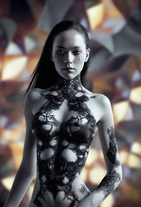 cyborg, woman, kaleidoscope, fractal <lora:sd_xl_offset_example-lora_1.0:-0.35> <lora:Projext_X2:-1.0> <lora:Astigmatism_-0.5b:-0.5>