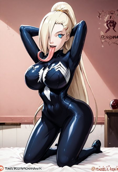 score_9, score_8_up, score_7_up, score_6_up, source_anime,rating_explecit,anime coloring, 1girl ,   details, <lora:Expressive_H:1>   <lora:She Venom LoCon:1> she venom, black detailed, big symbols spider , perfect symbols spider, big logo spider white on suit,<lora:Symbiote:0.6>,large breast,solo, very long hair,  long tongue , blonde hair, long hair, ,very long hair , silky hair, hanabi hyuuga, long hair, black hair, ,black suit, venom suit , bodysuit, full black suit, big symbols spider white on suit,stand up, standing up,(hair,long hair,, large breasts,breast implants,perfectly round breasts,adult woman , mature woman , biggest largest,sexy pose, nudes girl, full black bodysuit ,suit full cover body, classroom , broken room , cracked room ,InoShipuuden, 1girl, solo, blonde hair, high ponytail, hair over one eye, blue eyes,