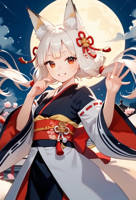 score_9, score_8_up, score_7_up, score_6_up , (masterpiece, best quality:1.4), 
high detailed background,(fox-girl:1.5), (white-hair:1.6), (traditional hanfu:1.5), (anime-style:1.6), (big red eyes:1.4), petite, (fox-ears:1.6), (elegant-pose:1.3), (playful-smile:1.3), obi-belt, long-sleeves, (dim-lighting:1.2),  warm-lighting, cinematic, soft-color-palette, digital-illustration, watercolor-highlights