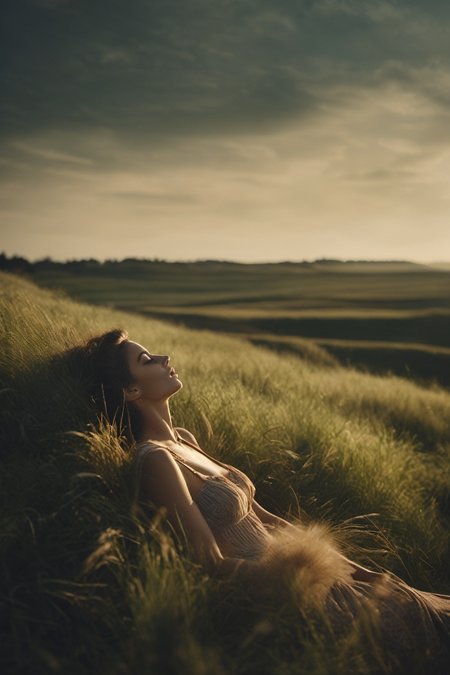 asleep, dust ejection, in wild, matinal, grassy feather, atmospheric haze, film grain, cinematic film still, shallow depth of field, highly detailed, high budget, cinemascope, moody, epic, OverallDetail, 2000s vintage RAW photo, photorealistic, candid camera, color graded cinematic, atmospheric lighting, imperfections, natural, shallow dof, <lora:add-detail-xl:0.64>, 8k, best quality, <lora:negative_hand-neg:1>, <lora:The_Simplest:0.12>, Designed by Bage, heavy shadow