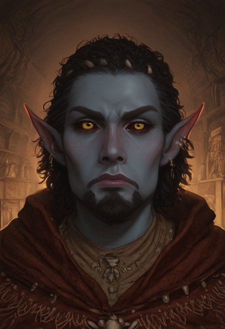 solo, short pointy ears, piercings, random elf face, aquiline features, male dark elf, masculine, long beard, weathered skin, large nose, athletic build,  animated realism, zoomed out, Syrian features, torso, brass pipes and gears, intricate architecture, dwarven masonry, dwemer fixtures, white-green light, gloomy lighting, ancient ruins, interior, stone tiled floor, grey-blue skin, mahogany and ivory clothes, medium armor, bone plate armor, ivory straps and fittings, alien bone ornaments, grey wood neckguard, dark red sclera, black pupils, distant mushroom forest, blue-green light, neon, highly detailed, defined features, looking at viewer, three quarters view, from front, dynamic lighting, 18 years old, light and shadows, patterned cloth, annoyed expression, expressive eyes, detailed medieval clothes, short hair, wavy hair, thick hair, beaded hair, braided hair, under cut hair, semirealistic, alien elf, spanish features, jewish features, black hair, dark red hair, umber skin, sharp features, pastel green berber print cloak, nighttime, high detail, absurdres, pretty eyes, detailed eyes, yellow eyes,