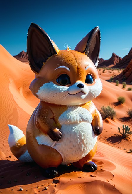 shnywrld, inflatable, nature, colorful, a (shnywrld fat fennec fox), cartoonish, in the desert.  <lora:shinyworld:.8>  <lora:zavy-cntrst-sdxl:.8> dark, chiaroscuro, low-key <lora:xl_more_art-full_v1:.8> <lora:[XL]fat:.8>