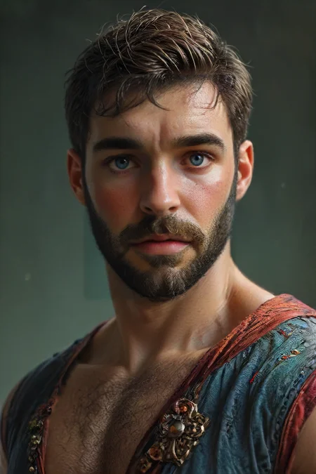 <lora:dg_DougXL:1.2> dg_DougXL is a caucasian man with a beard and short hair, D&D style portrait, fantasy, digital art, muscular doug, Standing, detailed face, <lora:!action-sdxl-V0.5:1> zdyna_pose, dynamic action, beautiful detailed, surreal, beautiful, extremely rich detail, exquisite color, magic atmosphere, cinematic light, BREAK
Hyper-realistic, 16k resolution, intricate details.
(masterpiece, award winning artwork)
many details, extreme detailed, full of details,
Wide range of colors, high Dynamic Range
 <lora:xl_more_art-full_v1:0.285>
 <lora:zavy-bcklt-sdxl:0.25> zavy-bcklt 
<lora:RMSDXL_Creative:0.24> 
<lora:add-detail-xl:1> 
<lora:MJ52:0.285>