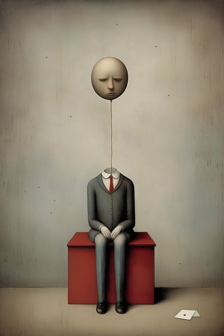 <lora:Gabriel Pacheco Style:1>Gabriel Pacheco Style - metaphorical Associative Card image or representation of sadness