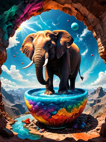 (((Elephants stomp their feet in unison, causing tectonic plates to shift and forming new mountain ranges overnight., Blinking ,37. Modern Artisanal Cocktail Bar with Molecular Mixology,)))
 (((with exaggerated expressions))) With an Inflatable Pool Floatie: Ready for summer vibes! This fruit comes equipped with its own pool floatie because every snack deserves some relaxation time., Epic Climbing Perspectives: Scale high points (rooftops, cliffs) safely and shoot downward at vast landscapes below for breathtaking grandiosity in framing scale differences dramatically!.(dynamic:1.1),sun rays,(taken by 12.5mm fisheye lens:1.1), 
(Vivid, HDR, Canon50, 8K, Hyper Realistic, Dramatic, Epic, Dynamic Contrast, Cinematic Lighting, increased brightness)(((Zoomed Out, Far away Shot))) = =. Epic dynamic lighting , vibrant,highly detailed,psychedelic,((Psychedelic, rainbow glow ))
((Vivid, Epic, Dynamic contrast)) (((Zoomed out, Far away shot, In frame)), (((Cinematic, Studio lighting, Contrast)))
<lora:juggernautXL_version6Rundiffusion:0.8><lora:rundiffusionXL_beta:0.8><lora:epicrealismXL_v5Ultimate:0.8><lora:crystalClearXL_ccxl:0.9><lora:extremely_detailed:0.8> extremely detailed
 <lora:hyperkraximalism:0.6> hyperkraximalism<lora:QuadpipeQp_sdxlV2:0.4> 
<lora:xl_more_art-full_v1:0.4>  <lora:RMSDXL_Darkness_Cinema:0.2> <lora:Colour_Spaces_XL_V1:0.8> colour spaces, coloured spaces, - Generate images with sharp edges and fine details.
- Produce high-resolution images with no blurriness or distortions.
- Create images with clear and well-defined subjects.
- Ensure that the output images have crisp lines and distinct features.
- Generate images with vibrant colors and accurate tones.
- Avoid noise or artifacts in the generated images.
- Focus on producing clear textures and patterns in the images.
- Emphasize clarity and definition in all aspects of the generated images.
- Prioritize the sharpness and clarity of the main subjects in the images.
- Optimize the AI model to produce clear and visually appealing images., Wlop, By art germ, Ross tran