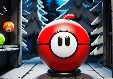 (epic:1.2), trending on artstation, (high quality:1.2), (masterpiece:1.2), high details, incredibly absurdres, colorful), (vintage:1.16), (neon:1.33), (dreamlike:1.16), (Ori and the blind forest game style:1.27), (South Park Style:1.29), (drone_view:1.24) (macro shot:1.17) ,, (object: (Premier Ball:1.31)) (mood: (Curious:1.12), Chin tilted up slightly, eyes wide open, slight smile) , (color scheme:(red theme:0.56)), (location:(weapon shop:1.13))