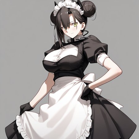 <lora:Takeuchi_Takashi_PonyXL_style_v01:1>
<lora:agent.pony:1>
score_9 , score_8_up , score_7_up , source_anime , 
masterpiece , best quality , ultra-detailed , 
BREAK
agent \(girls' frontline\), maid
1girl , woman , huge breasts , light smile , light blush , ((medusa (fate)):0.5)  , 
long black hair  , maid dress ,  
hand on hip