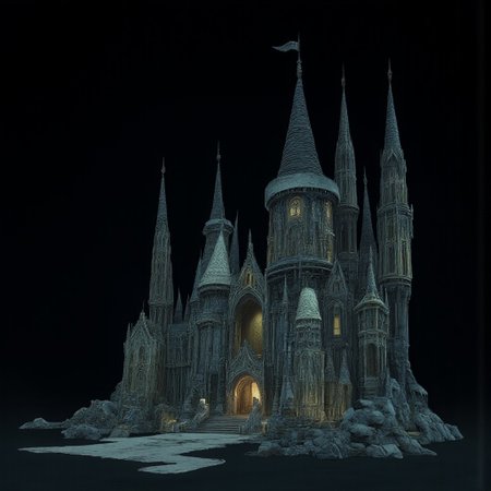 A Medieval castle with elderscrolls inspired aestetics and legend of zelda
Set against a solid dark black color background to emphasize its unsettling unnatural form that emphasizes its silhouette. The medium is not a traditional painting or illustrative medium like watercolor or ink but rather a digital 3D rendering.
MikeFranchinastyle, d4artstyle, d4concept, , bbstyle,, horror theme,, zbrush, ZBClay model of a gray sculpture, 1990's, 1990's style