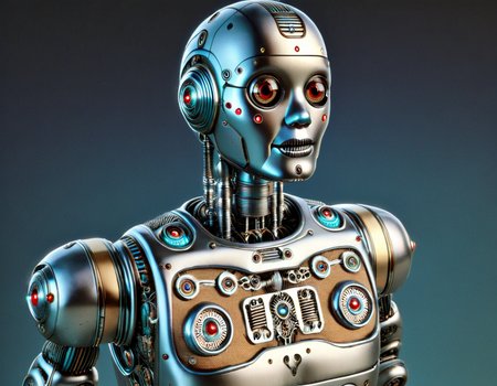 retrofuturismlora, 1robot,Photorealistic, Ultra-high detail, lifelike textures, realistic lighting, high-resolution, retrofuturismlora, 1robot,Detailed Body Face Skin,Focus on intricate details, realistic textures, highly defined facial features, flawless skin, lifelike anatomy, high-resolution