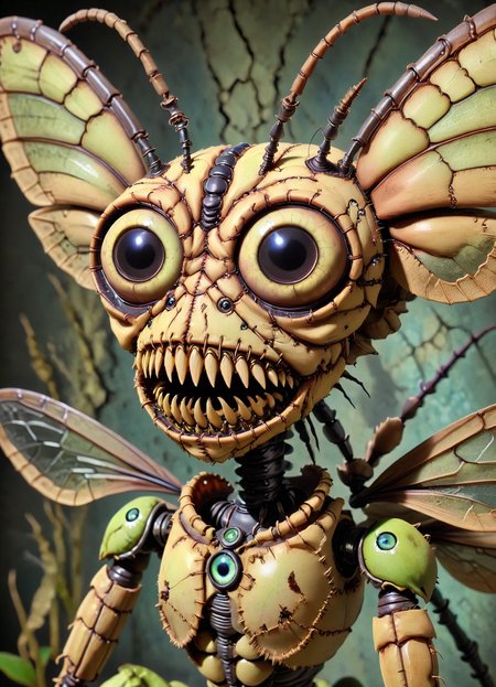 DonMCr33pyD0115XL  female insectoid specie- insect-like being with segmented exoskeletons, multifaceted eyes, and antennae, , necklace,   <lora:DonMCr33pyD0115XL:1>