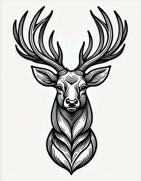 lineartlora, deer, portrait