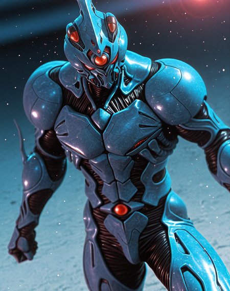 perfect depth of field shot, masterpiece, beautiful, sharp focus, crisp details,
<lora:Guyver_(Guyver)_(Illustrious)_(AD):1> Guyver, bioboosted armor, 
exterior, science fiction, high science fiction, action anime style background, 
dynamic action, dynamic perspective, dutch angle, bent knee, cowboy shot, 
male focus, perfect proportions, abs, impressive physique, gradient style anime coloring, strong, handsome facial features, imposing presence, ((colored body, fighting scene, solo, ):1.5), hyper muscular,
EZRealPONYXL, zPDXL, Smooth Quality, lazynsfw,