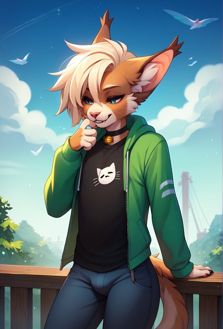 score_9, score_8_up, score_7_up, score_6_up, score_5_up, score_4_up, <lora:fluffkevlar_style_ponyXL_v1:1.0>, rating_safe,
1boy, cat, furry, anthro, femboy