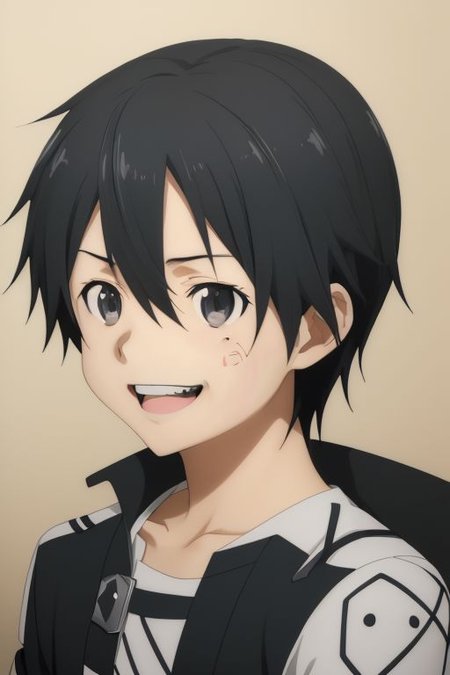 high resolution, solo, best quality, 1Boy, Kazuto Kirigaya, portraits, Black Hair, Black Eyes, laughing, tickled, OverallDetail
