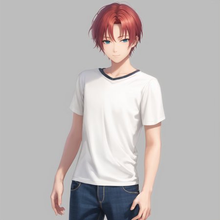 <lora:leo_tsukinaga:0.8>, mesterpice, bestquality, leo_tsukinaga, 1boy, ultra-detailed, ultra-high contrast , 1boy, 8k, wallpaper quality, body facing me, standing, soft smile, complex background, realistic, short sleeve, solo, character focus, male_focus
