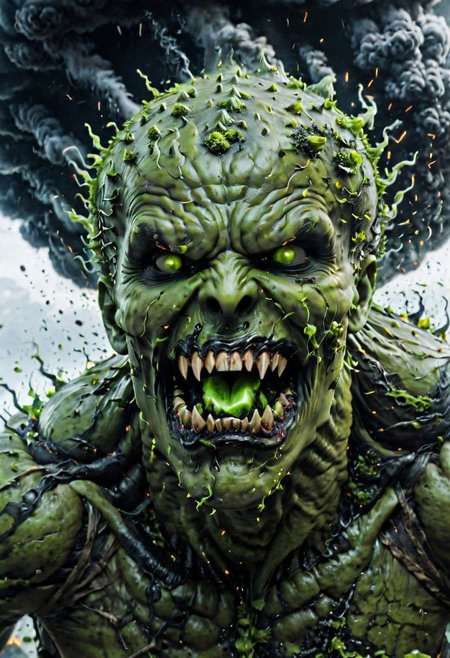 According to the rules, in such cases, it was supposed to become a black impenetrable cloud, fill the entire space with itself, catch up with green DEVIL SPAWN horror and look at him with an ominous luminous look from nowhere and from everywhere, which Bomchi immediately did.  Feeling of fear, feeling of horror,rich colors, ultra clear image, more realistic, high resolution photos, 8K HD wallpapershigh quality, intricate details,  ultra detailed, ,depth of field, 8k resolution trending on Artstation Unreal Engine 5, Epic,detailed background, <lora:xl_more_art-full_v1:1.2>  <lora:JuggerCineXL2:0.8> , Cinematic,  <lora:EnvyActionShotXL01:0.8> action shot