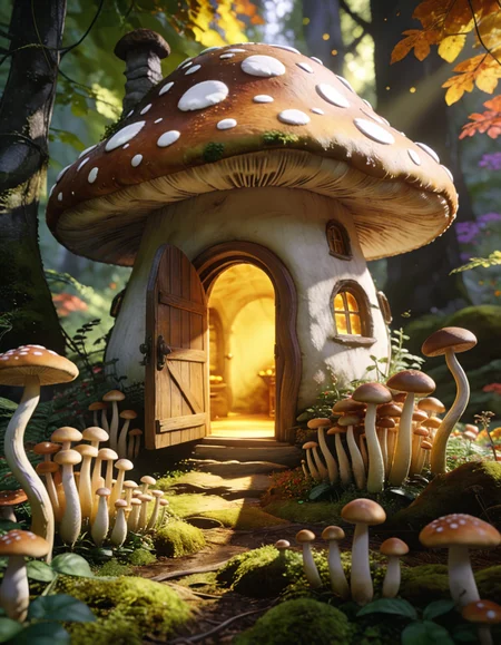 fantasy cottage shaped like a giant mushroom