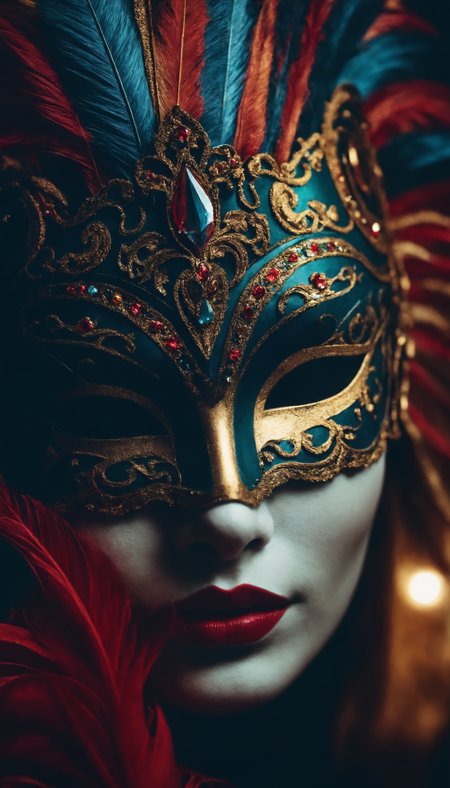 A woman in a carnival mask