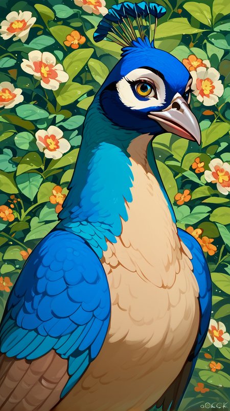 score_9, score_8_up, score_7_up, zPDXL2, <lora:PeacockV2:0.8>, peacock, beak, 
bird, animal, spread feathers, realistic