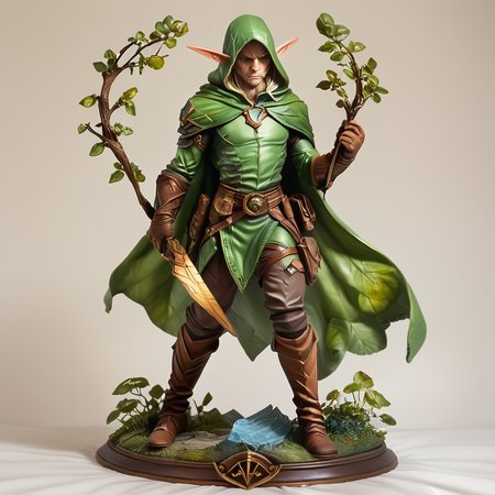 Score_9, score_8_up, score_7_up, score_6_up, <lora:VinylStatuePony:1>  ArsFigurine, Vinyl statue, Elf Ranger, full body,