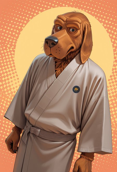 masterpiece, best quality, amazing quality, dutch angle, dynamic angle, abstract background, BREAK
solo, male, ncpc_mcg, canine, bloodhound, brown body, long ears, black eyes, yukata, japanese clothing, BREAK
 <lora:cfg_scale_boost:0.6>  <lora:McGruff_the_Crime_Dog_-_NCPC_-_ILXL:1>