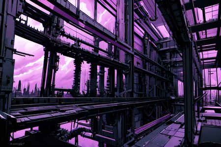 highly insanely detailed, masterpiece, top quality, best quality, highres, 4k, 8k, RAW photo, (very aesthetic, beautiful and aesthetic),  
tsutomu nihei,nihei_tsutomu,blame!,blame gakuen!,abara,TNstyle,sidonia_no_kishi,dome,machinery,fence,ventilation fan,ventilation shaft,cables,tubes,industrial pipes,drainpipe,dark sky,black sky,light particles,clouds,gauna,gauna mech,bones,tentacles,bridge, 
<lora:blameLora_v10:0.7>, 
(1girl:1.3), 
solo focus, 
(pure magenta background,transparent background:1.2),âââ