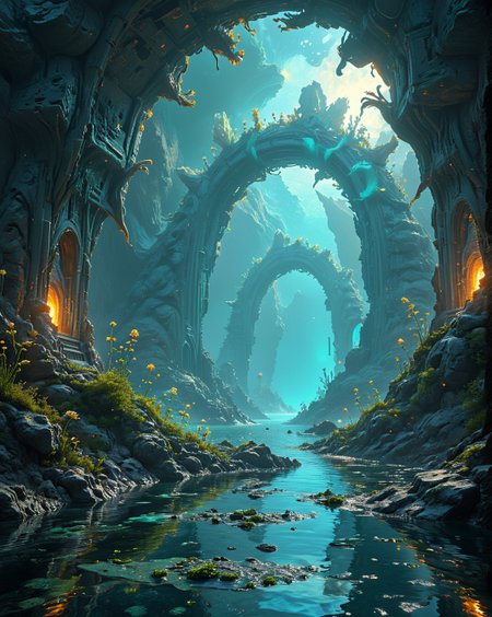 obsidian-shard archive with spiral chambers glowing with bioluminescent algae, Organic chitin scales, fusion-reactor power hubs in acid-lake archipelago, Art Deco arches with Cambrian organic forms style, __LandscapeBiomechanicalBaroque/atmospheric_effects__,
<lora:extremely_detailed:0.3> extremely detailed,
<lora:Flux-XL_Scenery:0.35> flux-scenery,
<lora:add-detail-xl:0.35>,
<lora:DetailMaximizer:0.2>,
<lora:MidjourneyV6.1:0.65> midjourneyv6.1,
<lora:Dream Scenery XL:0.7> Dream Scenery,
detailxl