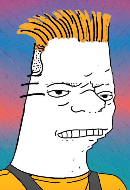 Flat 2D Art, (MS portrait zoomer:1.4), close-up of bart simpson, evil snarl, detailed, raw, gritty, grainy texture, abstract geometric gradients, colorful background <lora:zoomer_v3:1>, simple flat color, 2-dimensional, Flat 2D Art Style