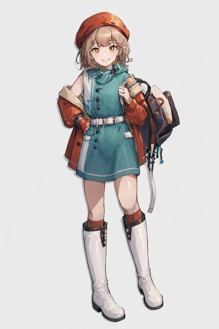 <lora:æéregulus_ç®è¤_reverse1999éè¿æªæ¥1999:1>,1girl,solo,standing,smile,white boots,boots,white footwear, simple background, white background,