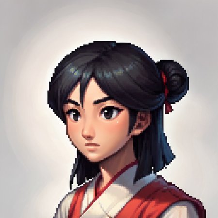 score_9, score_8_up, score_7_up, source_anime BREAK, fedsportraits, portrait, white background, solo, 1girl,  mulan, asian, black hair, black eyes, hanfu,
