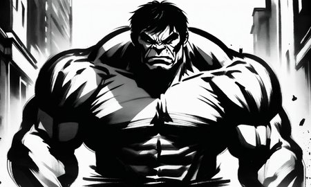 <lora:cipcd_xl-000005:0.9>,a monochrome theme cipcd_xl painting,greyscale,The Hulk standing in street,looking at viewer,upper body,solo,white background,simple background,simple detailed,8K,HDR,UHD,masterpiece,best quality,high resolution,wallpaper