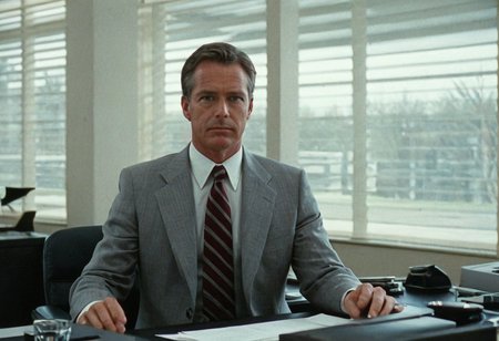 (80sPortrait), indoors, office, man, blinds